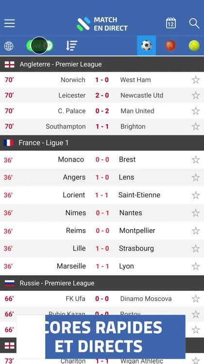 live score match en direct.